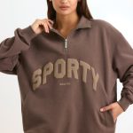 Quarter-Zip Sweatshirt in Espresso - Image 7