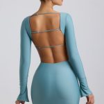 Cut-Out Hardware Detail Mini Dress in Sea Green - Image 2