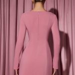 Sweetheart-Neck Long-Sleeve A-Line Mini Dress in Dusty Pink - Image 2