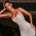 Embellished Halterneck Mini Dress in White