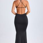 Hardware Detail Cut-Out Halterneck Maxi Dress in Black - Image 2