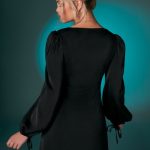 Balloon Sleeve Mini Dress in Black - Image 2
