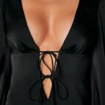 Balloon Sleeve Mini Dress in Black - Image 8