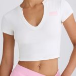 Graphic-Print Cropped T-Shirt in White