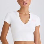 Graphic-Print Cropped T-Shirt in White - Image 8