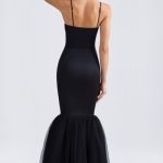 Tulle Hem Fishtail Gown in Black - Image 2