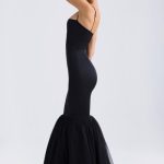 Tulle Hem Fishtail Gown in Black - Image 3