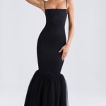 Tulle Hem Fishtail Gown in Black - Image 6