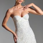 Embellished Corset Mini Dress in White