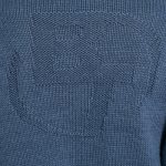 Cropped Zip Up Chunky Knit Hoodie in Washed Navy - Image 4