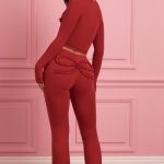 Lace-Trim Appliqu?? Pyjama Trousers in Ruby Red