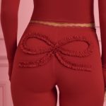 Lace-Trim Appliqu?? Pyjama Trousers in Ruby Red - Image 4