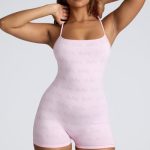 Strappy Low Back Pointelle Romper in Baby Pink
