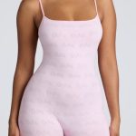 Strappy Low Back Pointelle Romper in Baby Pink - Image 4