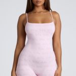 Strappy Low Back Pointelle Romper in Baby Pink - Image 7