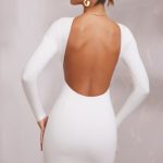 Long Sleeve Backless Mini Dress in White - Image 7