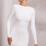 Long Sleeve Backless Mini Dress in White - Image 8