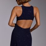 Embellished A-Line Mini Dress in Royal Indigo - Image 2