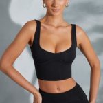 Sweetheart Neckline Crop Top in Black - Image 6