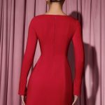 Sweetheart-Neck Long-Sleeve A-Line Mini Dress in Red - Image 2