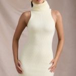 Ribbed-Knit Turtleneck Mini Dress in Butter Yellow - Image 7