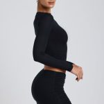 Modal Ruched Long-Sleeve Top in Black - Image 3