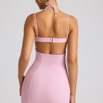 Embellished Heart Cup Detail Mini Dress in Soft Pink - Image 2