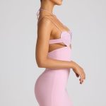 Embellished Heart Cup Detail Mini Dress in Soft Pink - Image 3