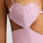 Embellished Heart Cup Detail Mini Dress in Soft Pink - Image 5