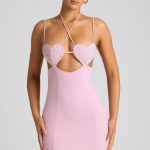 Embellished Heart Cup Detail Mini Dress in Soft Pink - Image 7