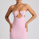 Embellished Heart Cup Detail Mini Dress in Soft Pink - Image 9