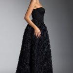 Embellished Floral-Appliqu?? Corset Gown in Black - Image 3