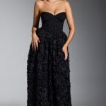 Embellished Floral-Appliqu?? Corset Gown in Black - Image 7
