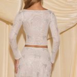 Embellished Mid-Rise A-Line Mini Skirt in Ivory - Image 2