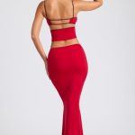 Mid Rise Maxi Skirt in Fire Red - Image 2