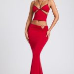 Mid Rise Maxi Skirt in Fire Red - Image 5
