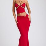 Mid Rise Maxi Skirt in Fire Red - Image 8