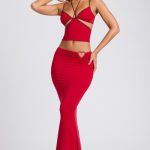 Mid Rise Maxi Skirt in Fire Red - Image 9