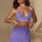 Embellished A-Line Mini Skirt in Purple - Image 5