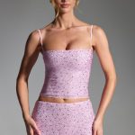 Embellished Mid-Rise Micro Mini Skirt in Peony Pink - Image 7