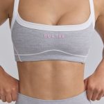 Soft Active Contrast-Trim Sports Bra in Ice Grey