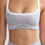 Soft Active Contrast-Trim Sports Bra in Ice Grey - Image 4