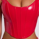 Push Up Vinyl Corset in Fire Red - Image 4