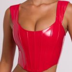 Push Up Vinyl Corset in Fire Red - Image 6