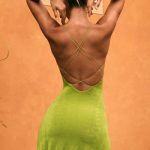 Strap-Detail Halterneck Mini Dress in Pear Green
