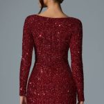 Embellished Sweetheart-Neck Mini Dress in Red - Image 2