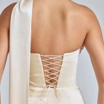 Draped Halterneck Satin Mini Dress in Ivory - Image 6