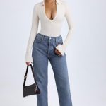 Modal Plunge V-Neck Bodysuit in Ivory - Image 6