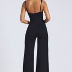 Tall Modal Sweetheart Neckline Wide Leg Jumpsuit in Black - Image 2