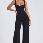 Tall Modal Sweetheart Neckline Wide Leg Jumpsuit in Black - Image 4